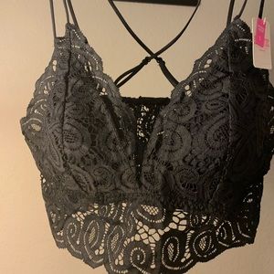 Vs pink lace bralette black NWT